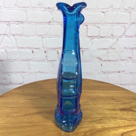 Vintage Imperial Glass Blue Violin Cello Vase - Picture 7 of 8